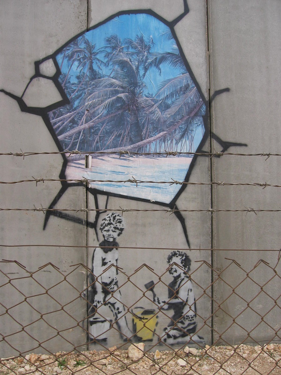 Banksy grafiti en muro en Gaza - Jerusalem
