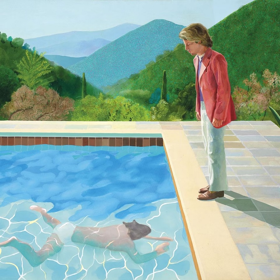 Portrait of an Artist Pool with Two Figures 1972 acrílico sobre lienzo