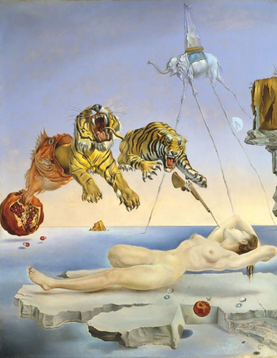 Sueño causado por el vuelo de una abeja alrededor de una granada un segundo antes de despertar Salvador Dalí 1944