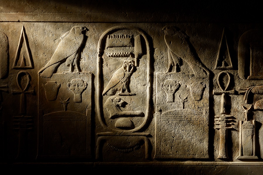 hieroglyphs exhibition temple lintel of king amenemhat iii hawara egypt 12th dynasty 185508 bc the trustees of the british museum