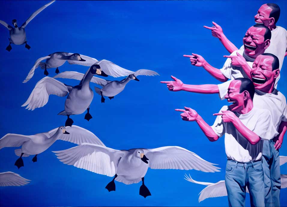 Yue Minjun big swans