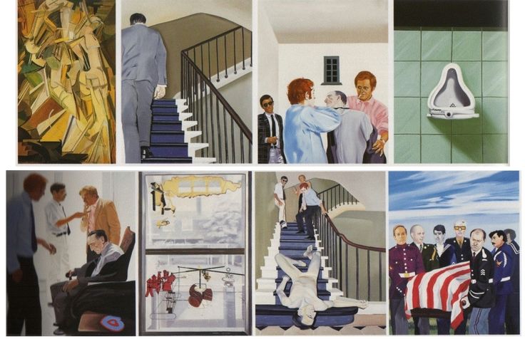 50a2e8c463eb09fd8b4bb935d004d39b   Gilles Aillaud, Eduardo Arroyo, Antonio Recalcadi, "Vivre et laisser mourir" ou "La fin tragique de Marcel Duchamp", 1965.
