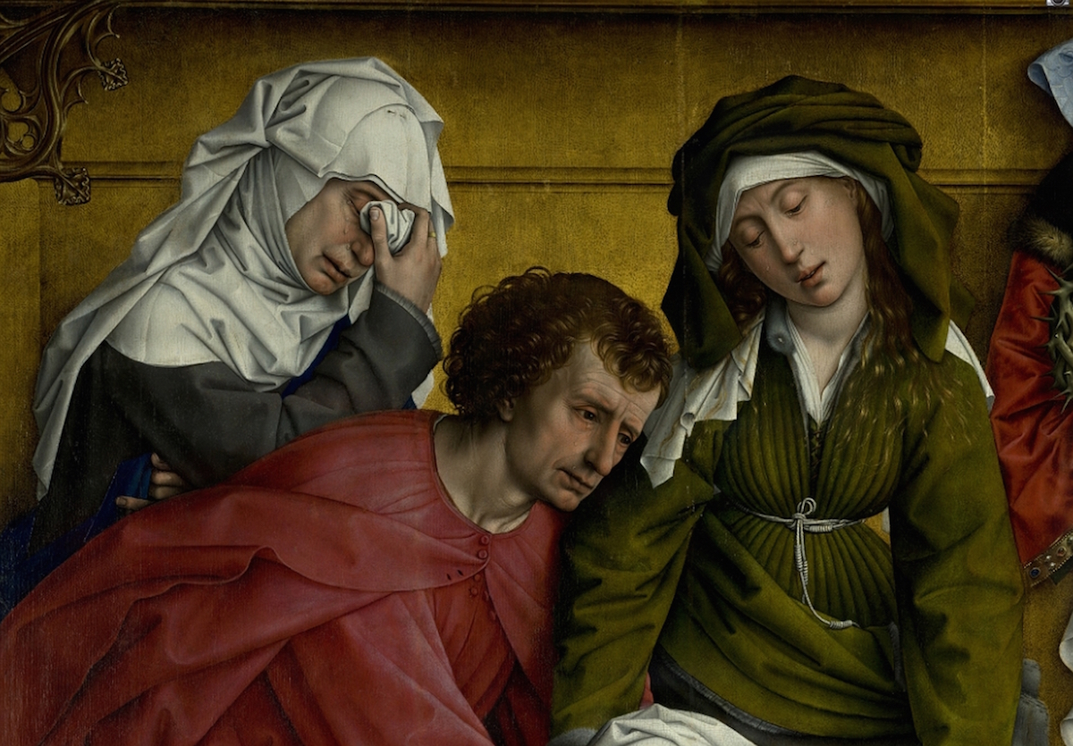 Weyden Rogier van der - Descent from the Cross - Detail Mary of Clopas Saint John the Evangelist and Mary Salome