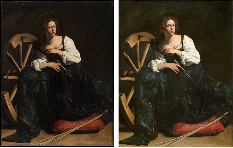santa catalina caravaggio antes despues