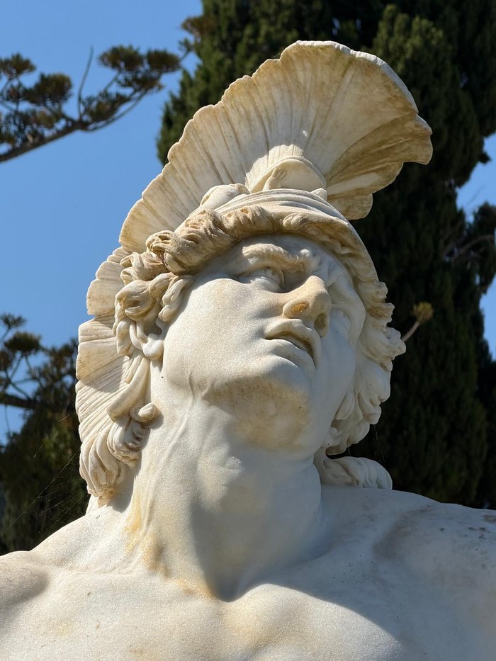 Detalle del rostro del Aquiles moribundo